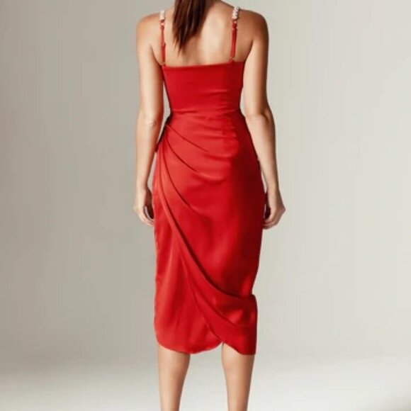 Juliet Satin Rhinestone Straps Corset Dress (Wine Red) sz 12 - Picture 3 of 5